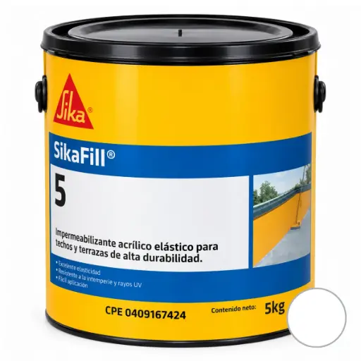 [SIK-SIK-623350] SIKAFILL 5 BLANCO PINTURA IMPERMEABILIZANTE AL FRIO/ ELASTOMERICO 01 GALON 5KG REF.623350 MARCA SIKA