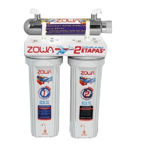 [SIS-ZOW-ZP-COCI-SUPERIOR-UV] SISTEMA DE PURIFICACION 2 ETAPAS INCLUYE CUELLO+KIT DE INST.+LLAVE+LAMP.UV METAL ZOWA ( PROMO )