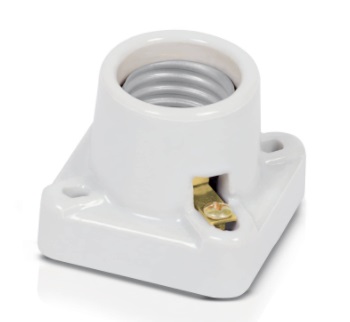 [SOC-VOL-46522] SOCATE DE PORCELANA E27 CON BASE CUADRADA MOD. POPO-11 REF. 46522 MARCA VOLTECK