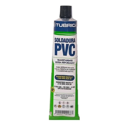 [SOL-TUB-001887] SOLDADURA PVC MULTIPROPOSITO - TUBO DE 59 CM3 1/64GL 2 OZ REF. 001887 / 1000001578 TUBRICA