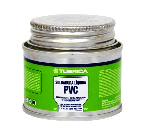 [SOL-TUB-1000000413] SOLDADURA P/ PVC TRANSP. MULTIPROPOSITO 1/64 GAL. / 59 ML REF. 22-43-027 COD. 7590021226327 TUBRICA