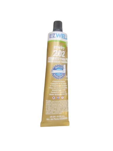 [SOL-TUB-EZ30200] SOLDADURA P/ PVC TRANSP. ENVIRO 202 TUBO DE 59 CM3 1/64GL 2 OZ REF. 812574014273 MARCA EZWELD