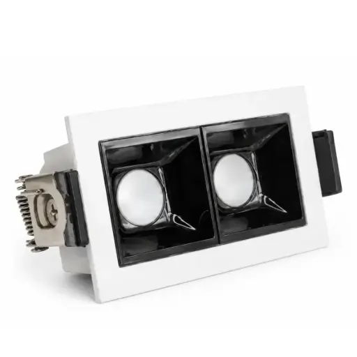 [SPO-LUM-LUM-1410] APLIQUE SPOT DOBLE CUADRADO 30° CCT:4000K 6W 110V C/BLANCO-NEGRO REF: LUM-1410 MARCA LUMIND