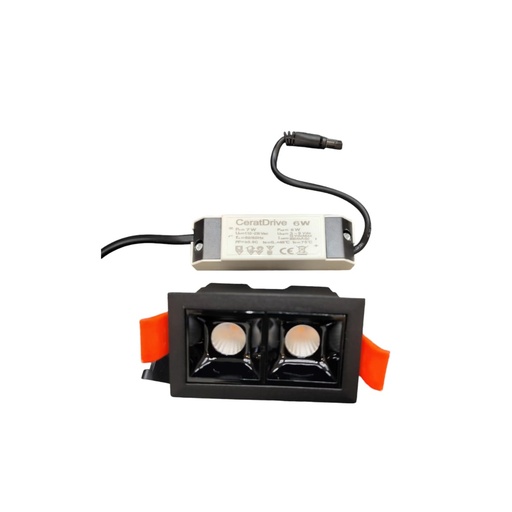 [SPO-LUM-LUM-1411] SPOT DOBLE CUADRADO 30° 4000K 6W 115V C/BLANCO-NEGRO BRILLANTE REF 1411 MARCA LUMIND