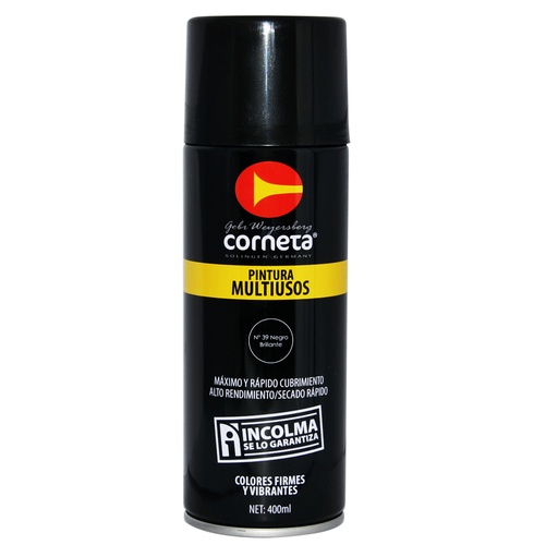 [SPR-COR-NALTA] SPRAY AERESOL ESMALTE COLOR NEGRO ALTA TEMPERATURA 400 ML REF. 1200 MARCA CORNETA