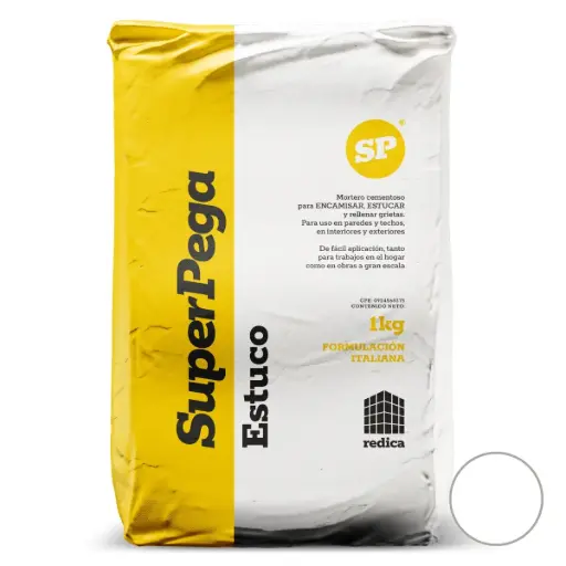 [STU-SUP-BCO-1K] SUPER STUCCO / ESTUCO WALL SUPER LISO / RELLENADOR DE GRIETAS 1 KG COLOR BLANCO MARCA SUPER PEGA