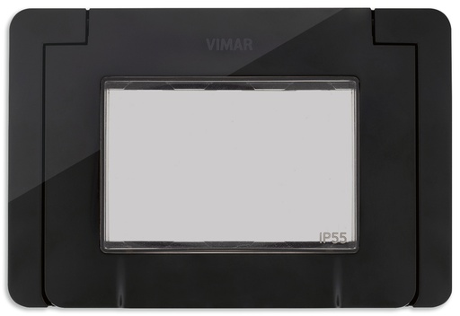 [TAP-VIM-09913.04] TAPA P/ INTEMPERIE IP55 3 MODULOS COLOR NEGRO SERIE NEVE UP REF. 09913.04 / 732056 MARCA VIMAR