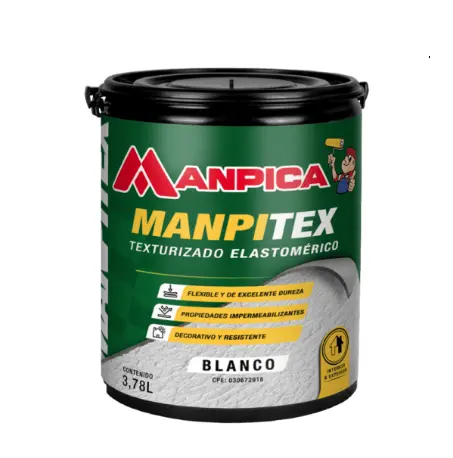 [TEX-MAN-TMX-100-10] PINTURA TEXTURIZADO ELASTOMERICO MANPITEX COLOR BLANCO 1 GL INTERIOR - EXTERIOR REF. TMX-100-01 MARCA MANPICA
