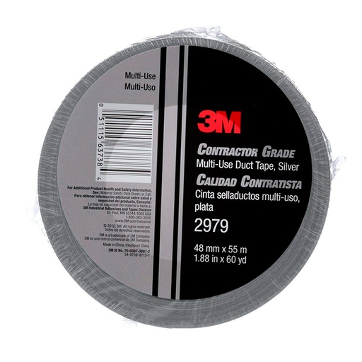 [TIR-3M-2979] TIRRO PLOMO O CINTA SELLADUCTOS MULTI-USO PLATA DE 2" X 55 MTS REF. 2979 MARCA 3M