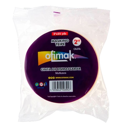 [TIR-OFI-OK274] TIRRO O CINTA DE ENMASCARAR DE 2" X 30 MTS (BULTO 36 PZAS) REF. OK274 COD. 353421 MARCA OFIMAK