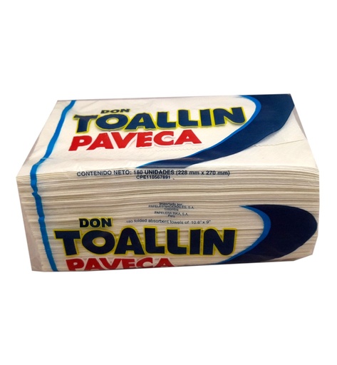 [TOA-PAV-303710101] TOALLAS ABSORBENTES INTERCALADAS / SERVILLETAS DE MANO 180 UNDS) REF. 303710101 BLANCA MARCA PAVECA