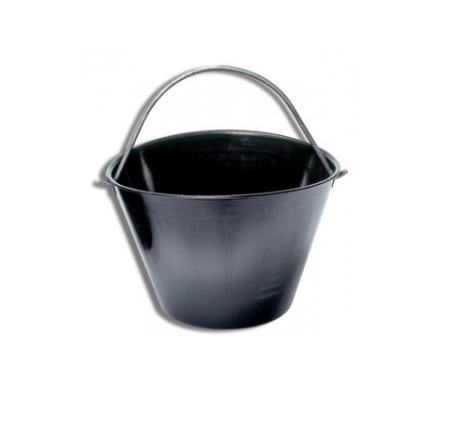 [TOB-UNI-TOBAL] TOBO PARA ALBAÑIL 25 LTS PLASTICO NEGRO CON ASA DE METAL REF. TOB-801 / 003601 TOBAL MARCA UNION K