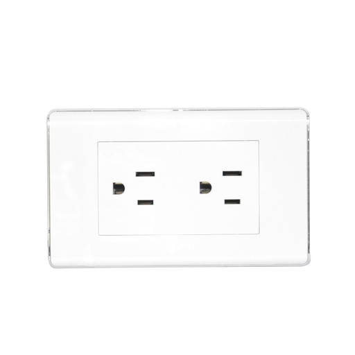 [TOM-IGO-A60-105.2] TOMACORRIENTE DOBLE CON TIERRA COLOR BLANCO/METAL REF. A60-105/2 MARCA IGOTO
