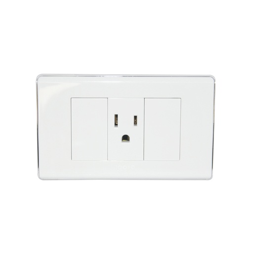 [TOM-IGO-A60-105] TOMACORRIENTE SENCILLO CON TIERRA COLOR BLANCO/METAL REF. A60-105 MARCA IGOTO