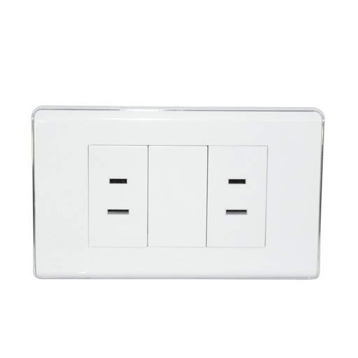 [TOM-IGO-A60-111F.2] TOMACORRIENTE DOBLE COLOR BLANCO/METAL REF. A60-111F/2 MARCA IGOTO