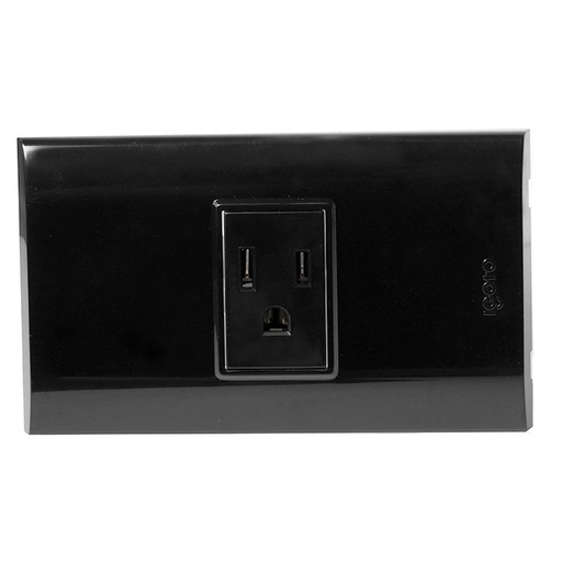 [TOM-IGO-B105-B] TOMACORRIENTE SENCILLO CON TIERRA COLOR NEGRO REF. B105-B MARCA IGOTO
