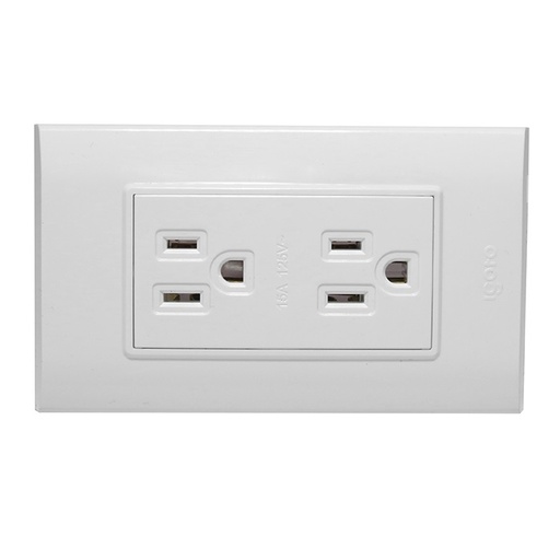 [TOM-IGO-B105.2-W] TOMACORRIENTE DOBLE CON TIERRA COLOR BLANCO REF. B105/2-W MARCA IGOTO