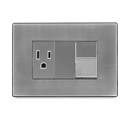 [TOM-IGO-I316] INTERRUPTOR C/TOMACORRIENTE SERIE INOX COLOR PLATA REF. I316 MARCA IGOTO