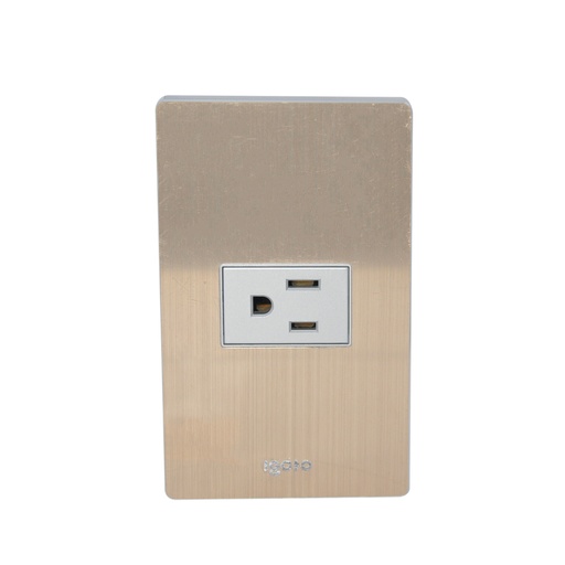 [TOM-IGO-X105] TOMACORRIENTE SENCILLO CON TIERRA COLOR BRONCE REF. X105 MARCA IGOTO