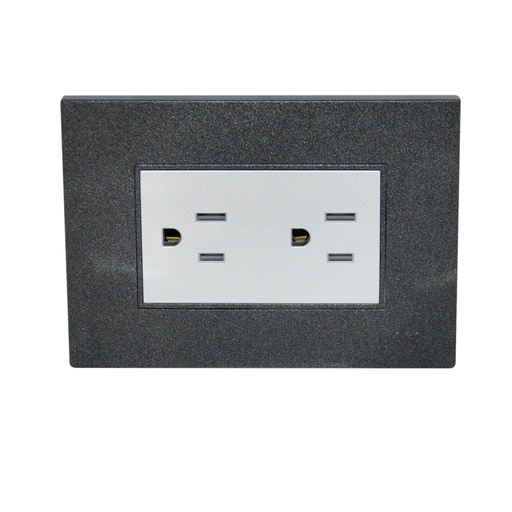 [TOM-IGO-Z105.2-B] TOMACORRIENTE DOBLE CON TIERRA COLOR NEGRO REF. Z105/2-B MARCA IGOTO