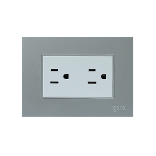 [TOM-IGO-Z105.2-S] TOMACORRIENTE DOBLE CON TIERRA COLOR PLATEADO REF. Z105.2-S MARCA IGOTO