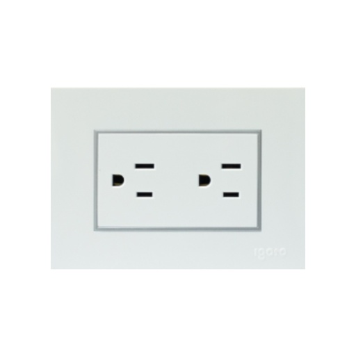 [TOM-IGO-Z105.2-W] TOMACORRIENTE DOBLE CON TIERRA COLOR BLANCO REF. Z105/2-W MARCA IGOTO