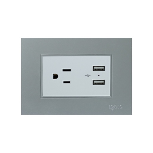 [TOM-IGO-Z105U-S] TOMACORRIENTE SENCILLO CON TIERRA + USB COLOR REF. Z105U-S MARCA IGOTO