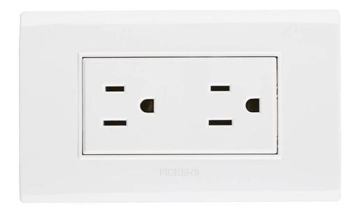 [TOM-PIC-BL118K06] TOMA CORRIENTE DOBLE CON TIERRA COLOR BLANCO REF. BL-118K-06 MARCA PICKENS