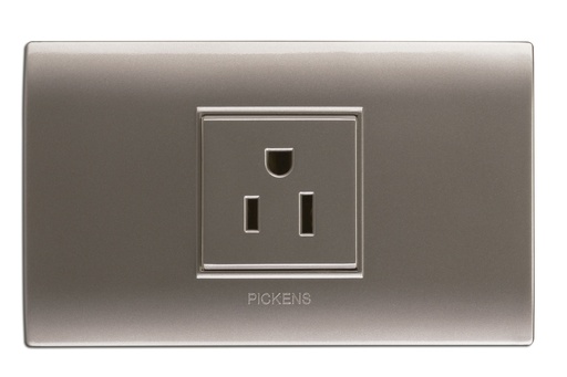 [TOM-PIC-PL118K08] TOMA CORRIENTE SENCILLO COLOR PLATA REF. PL-118K-08 MARCA PICKENS