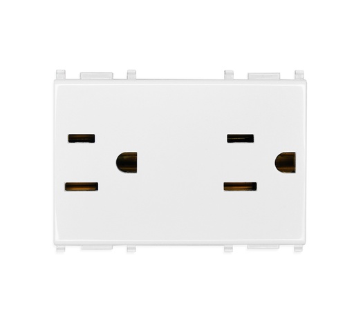 [TOM-VIM-14246] TOMA CORRIENTE DOBLE ( TACO ) 2P + T 15 A 120V USA PLANA COLOR BLANCO REF. 14246 MARCA VIMAR