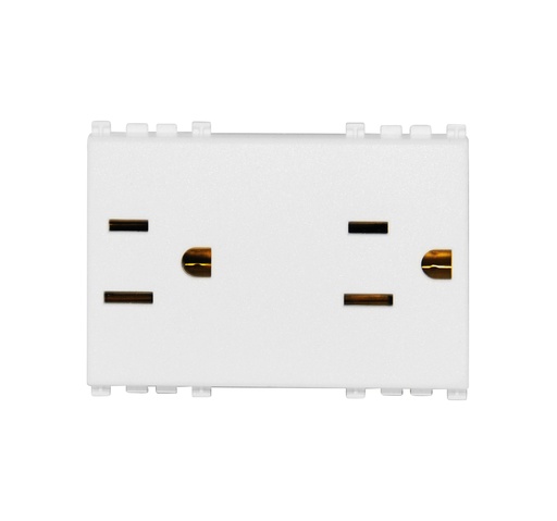 [TOM-VIM-19246.B] TOMA CORRIENTE DOBLE (TACO) 2P + T 15 A 120V USA + SASO COLOR BLANCO ARKE REF.19246.B MARCA VIMAR