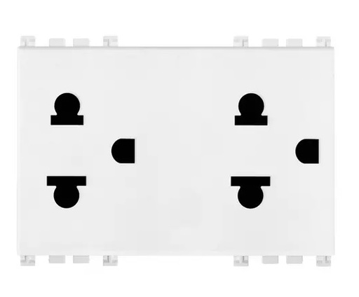 [TOM-VIM-19249.B] TOMA CORRIENTE DOBLE (TACO) 2P+T 15 A 120V EURO+ AMERICANO BLANCO SERIE ARKE REF.19249.B MARCA VIMAR