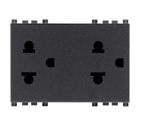[TOM-VIM-19249] TOMA CORRIENTE DOBLE (TACO) 2P + T 15 A 120V EURO+ AMERICANO GRIS SERIE ARKE REF. 19249 MARCA VIMAR