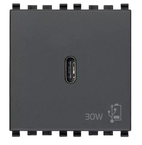 [TOM-VIM-20298] TOMA USB TIPO C UNIDAD ( TACO ) DE ALIMENTACION 30W 1MOD PD COLOR GRIS SERIE EIKON REF.20298 VIMAR