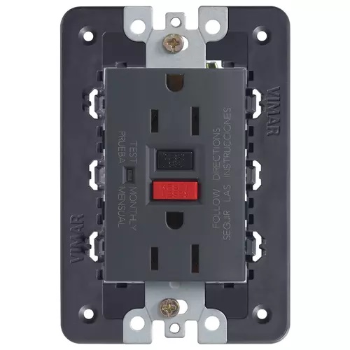 [TOM-VIM-21296] TOMA CORRIENTE DOBLE 2P+T CON PROTECCION A TIERRA GFCI REF. 21296 EIKON COLOR GRIS MARCA VIMAR