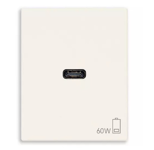 [TOM-VIM-30298.60B] TOMA USB C SENCILLO ( TACO ) DE ALIMENTACION 60 W 2 MOD SERIE LINEA BLANCO REF.30298.60B VIMAR