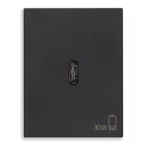 [TOM-VIM-30298.G] TOMA USB C SENCILLO ( TACO ) DE ALIMENTACION 30 W 2 MOD SERIE LINEA NEGRO REF.30298.G VIMAR