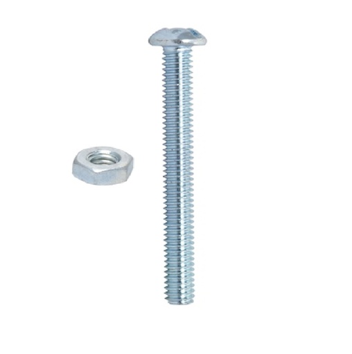 [TOR-HJ-EMP200] TORNILLO ESTUFA C/PAN C/TUERCA ZINC. 1/4-20 X 1" (BLISTER 2 UNDS) REF. EMP200 / 259509 MARCA HJ