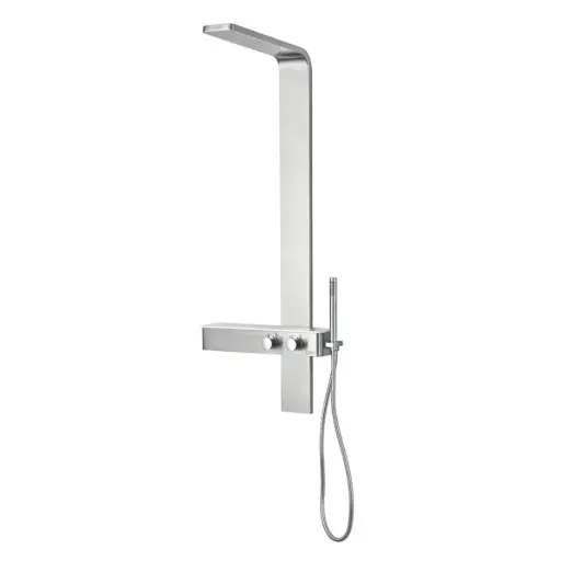 [TOR-QM-14.800.1019-S] TORRE DE DUCHA / REGADERA QM+ C/ MIXER Y DUCHA DE MANO SERIE SUPREME COLOR SATIN MARCA QUALITY METAL