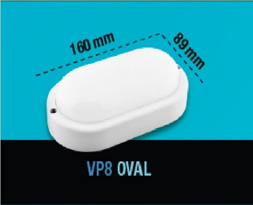 [VAP-LUC-VP8OVAL3K] VAPOLETA OVALADA 8 W IP54 3000 K MULTV 90-265V COLOR BLANCO REF. VP8OVAL3K MARCA LUCERNA