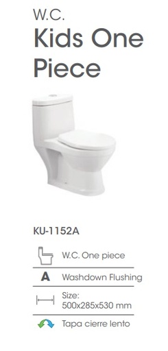 [WC-KUB-KU-1152A] W.C. ONE PIECE INFANTIL C/ASIENTO -WASHDOWN FLUSHING COLOR BLANCO REF. KU-1152A MARCA KUBO
